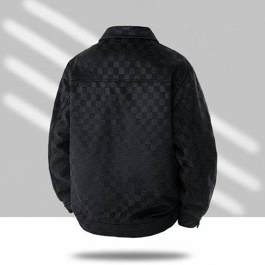 Men'S Stylish Plaid Collared Suede Jacket, Coats, Loose Comfortable Windproof Warm Jacket for Outdoor Activities, Perfect for Fall & Winter, Casual Wear