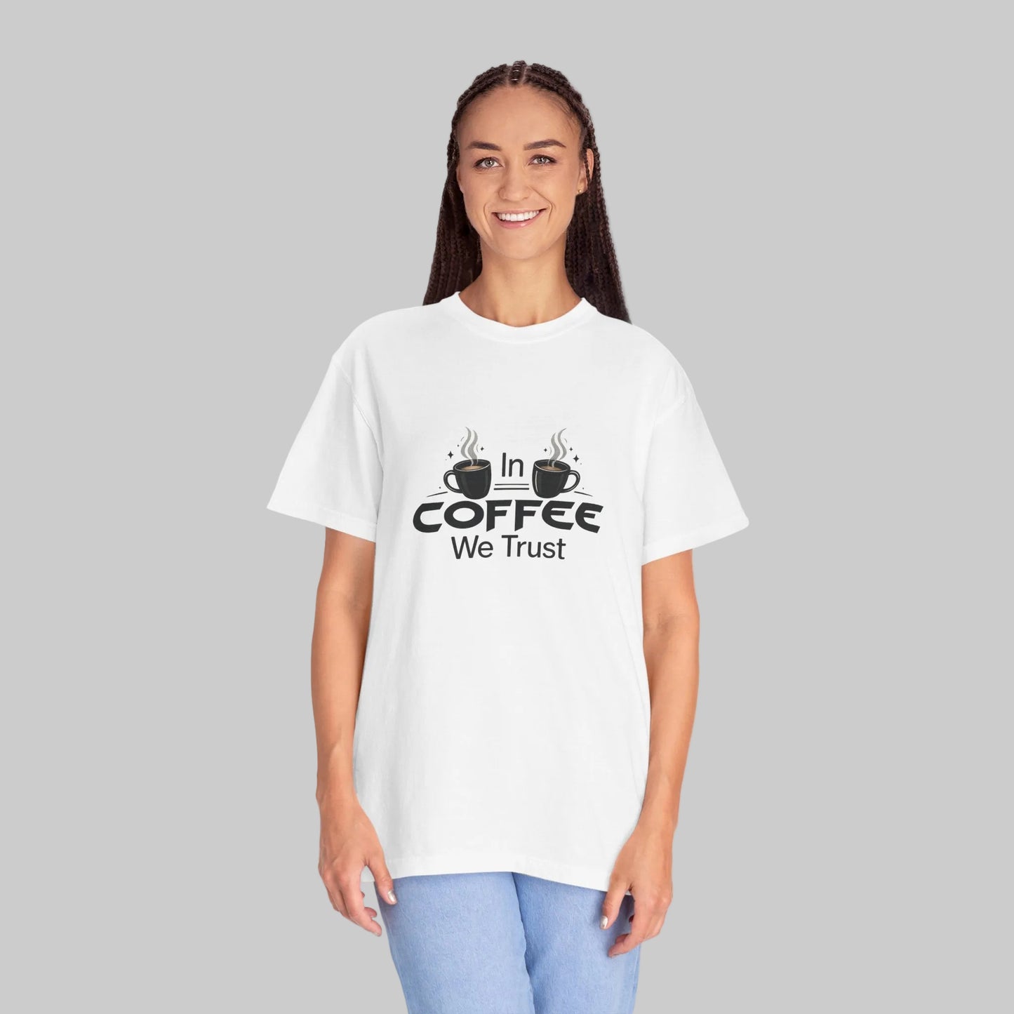 Coffee T-Shirt — "In Coffee We Trust" Graphic Tee