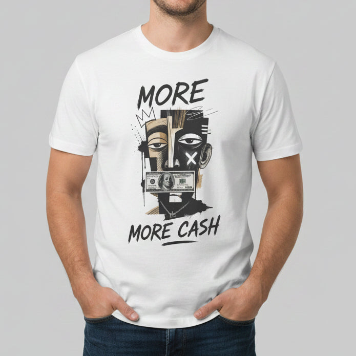More Cash Graphic T-Shirt — Urban Abstract Face Design