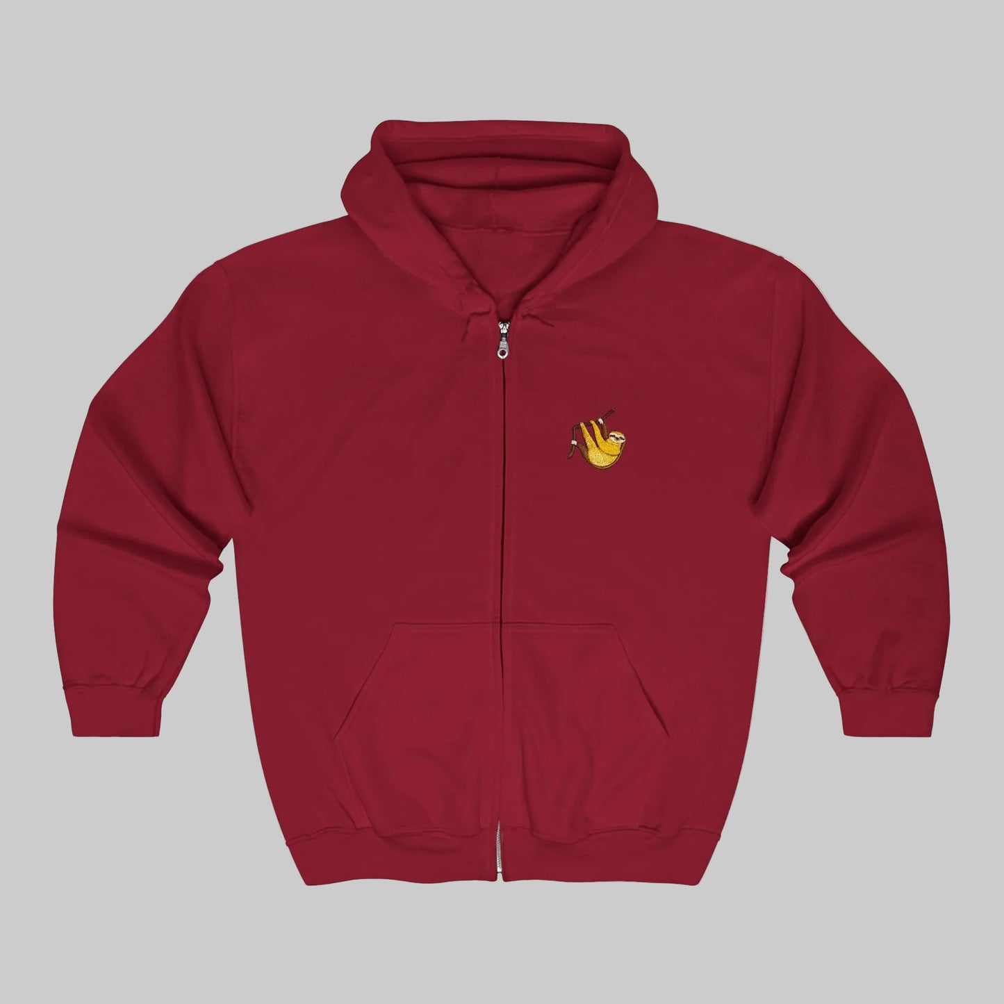 Chest Pocket Fox Zip Hoodie — Small Autumn Fox Emblem