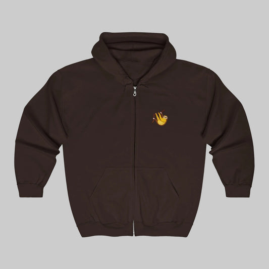 Chest Pocket Fox Zip Hoodie — Small Autumn Fox Emblem
