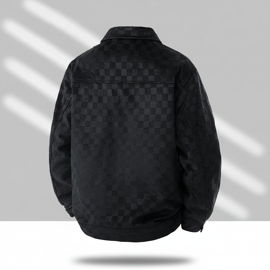 Men'S Stylish Plaid Collared Suede Jacket, Coats, Loose Comfortable Windproof Warm Jacket for Outdoor Activities, Perfect for Fall & Winter, Casual Wear