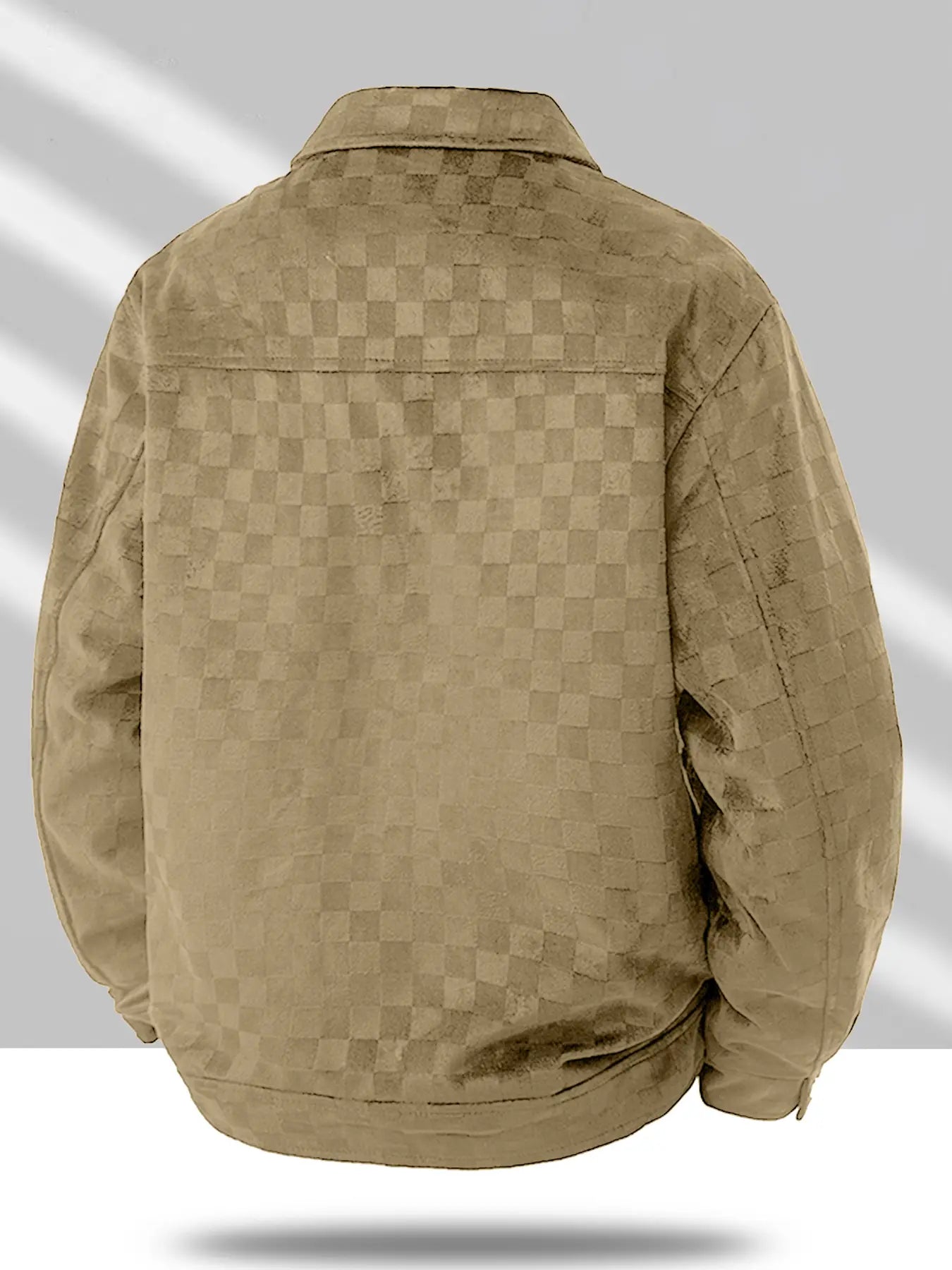 Men'S Stylish Plaid Collared Suede Jacket, Coats, Loose Comfortable Windproof Warm Jacket for Outdoor Activities, Perfect for Fall & Winter, Casual Wear