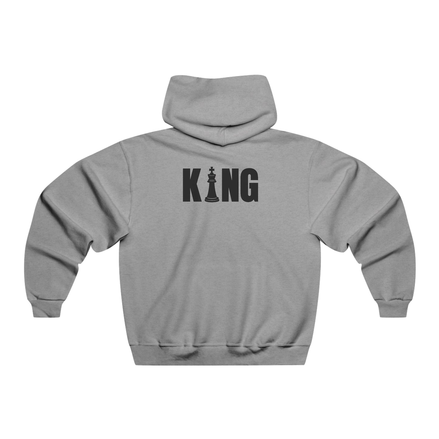 King Chess Piece Hoodie — Men's Grey Chess King Back Print